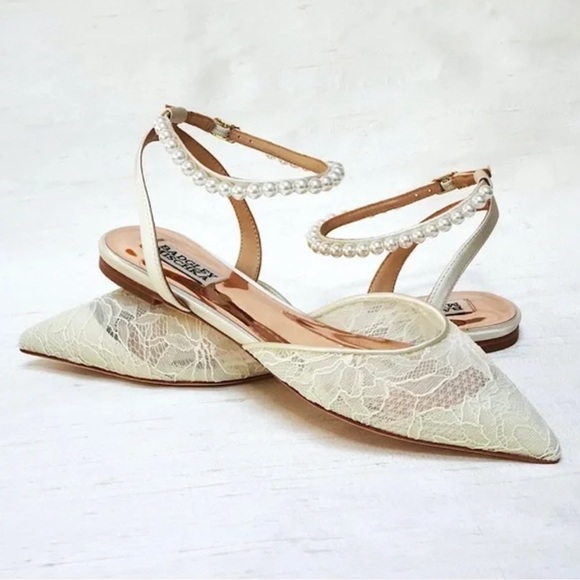 Badgley Mischka Shoes - Badgley Mischka Fawn Mesh Pointed Toe Flat with Rhinestone